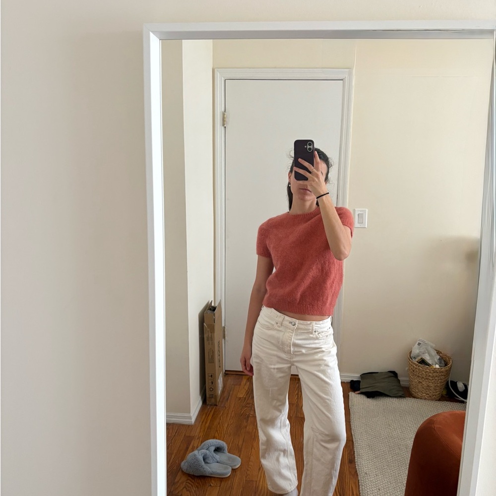 Sézane Coral Short-Sleeve Mohair Sweater